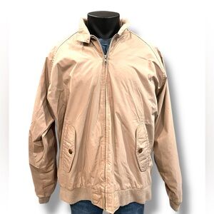Vintage 90s Par Four Golf Bomber Jacket Men XL Beige Full Zip Lined Pockets